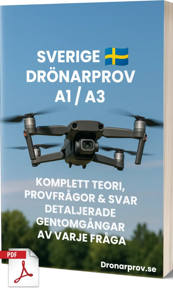 Drönarprov A1/A3 Sverige – Komplett teori, 500+ provliknande frågor och svar med detaljerade förklaringar - Bild 1