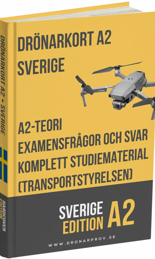 Drönarkort A2 Sverige – Fördjupad teori, komplett studiematerial och 500+ provliknande frågor och svar - Bild 1