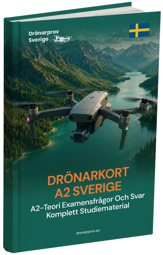 Drönarkort A2 Sverige – Fördjupad teori, komplett studiematerial och 500+ provliknande frågor och svar